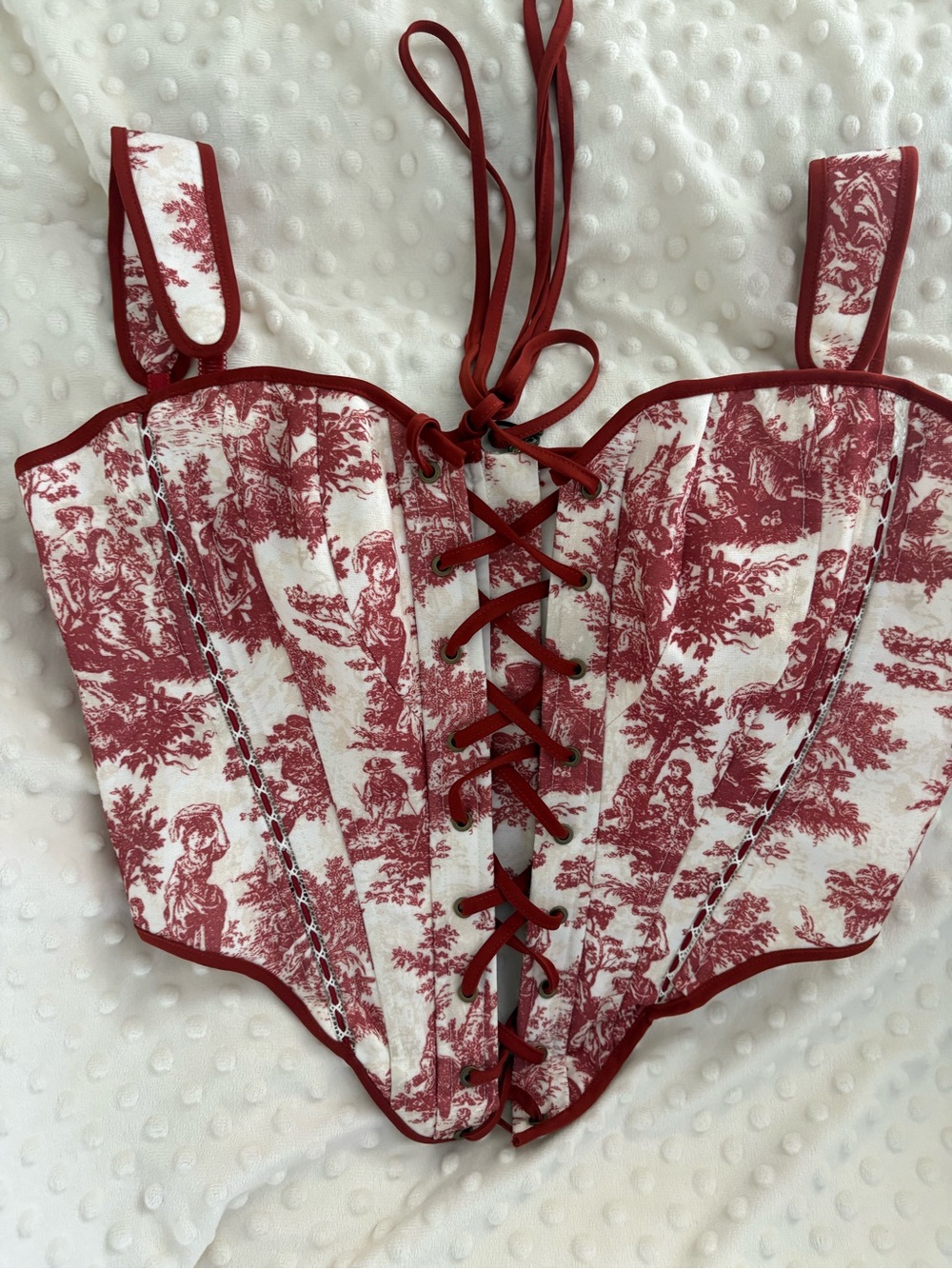 Lacemade Red Toile Lace-Up Corset Top by